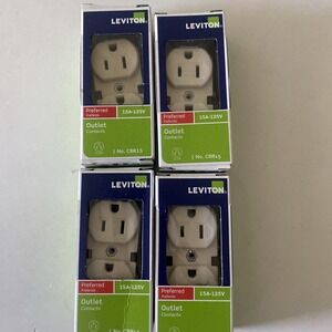 Lot of 4 Leviton CBR15-00T 15A 125V Light Almond Outlet 4.06 H x 1.35 W x 1.08 D